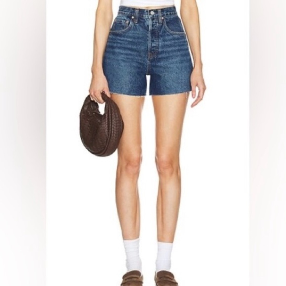 Alexa Chung X AG Adriano Goldschmied Size 31 Fifi High Rise Raw Hem Jean Shorts